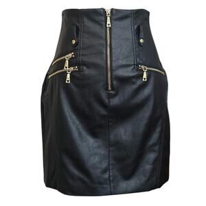 Women's Black Pleather High Waisted Skirt Sz. 6